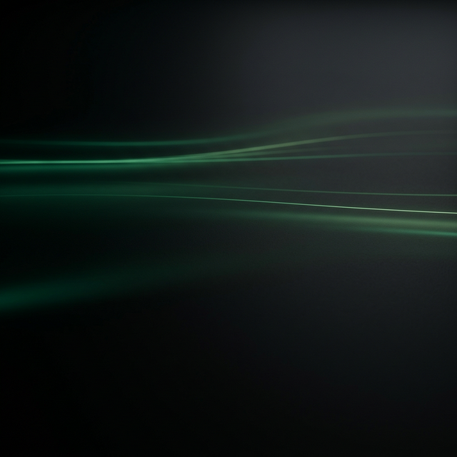 Minimal abstract fintech background with subtle green gradient light streaks